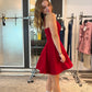 New Homecoming Dress V Neck Red Back to School Outfits Party Dress D6681