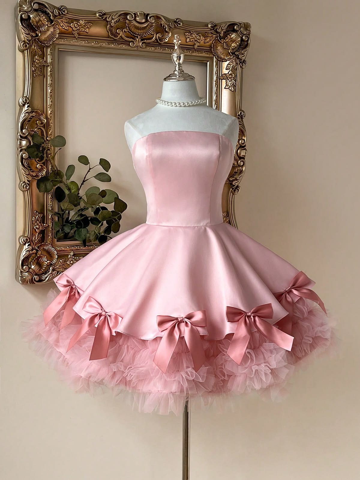 Unique Homecoming Dress Strapless Tulle Bowknot Cascade Back to School Outfits Party Dress  D7743