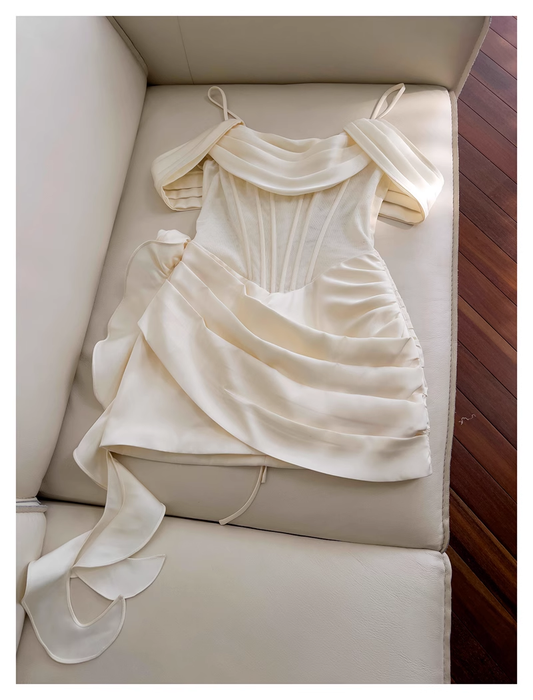 Vintage Beige Spaghetti Strap Design Sheath Party Dresses Homecoming Dresses, D1343