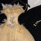 Gorgeous Shiny Yellow Sequin Beaded 3D Butterflies A-Line Floor-length Evening Dress Prom Dresses D1665