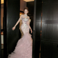 Gorgeous Glittering Pink Beaded Sequin Strapless Mermaid Design Elegant Prom Dress Evening Dress D1717