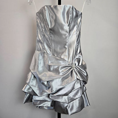 Beautiful Homecoming Dress Spaghetti Strap Pleated Cascade Back to School Outfits Party Dress D7285