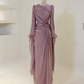 Modest Long Sleeves Sheath Chiffon Elegant Long Formal Party Dress, D783