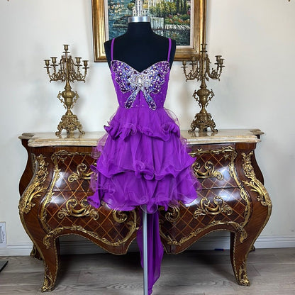 Stunning Homecoming Dress Strapless Rinestone Sequins Soutache Cascade Back to School Outfits Party Dress D7936
