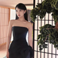 Elegant Black Strapless Bow Design A-line Satin Party Dress Homecoming Dress, D1371