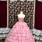 Retro Pink Strapless A-Line Satin Quinceanera Dresses Sweet 16 Birthday Ball Gowns, D1426