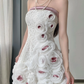Vintage 3D Flowers Applique Strapless Design A-Line Short Homecoming Dress Party Dress D1668
