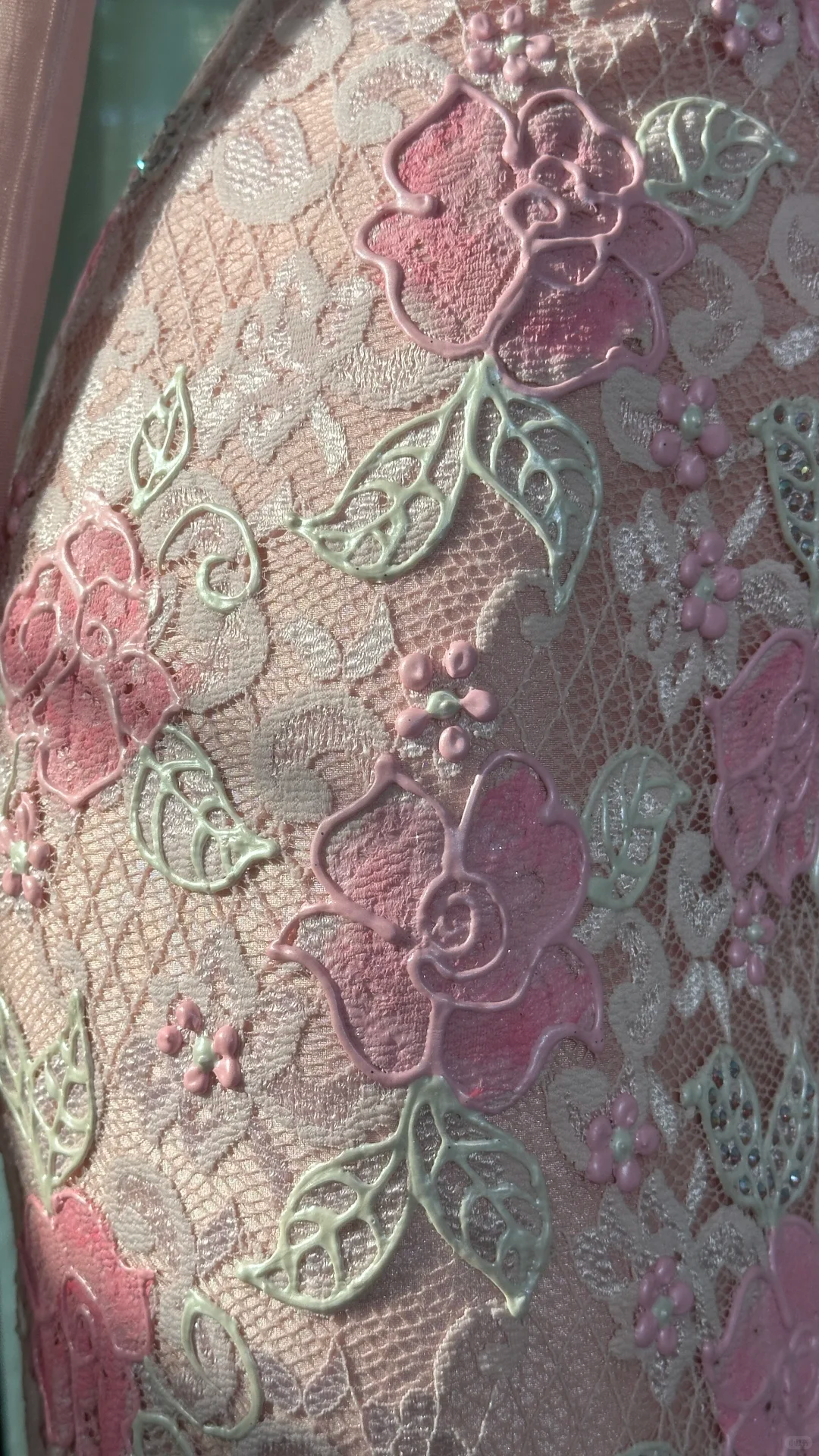Vintage Gorgeous Pink Floral V-neck Applique Elegant Chiffon Long Evening Dress Prom Dresses D1607