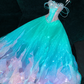 Gorgeous Sparkling Blue-green Sequin A-Line Design Evening Dress Prom Dresses D1644
