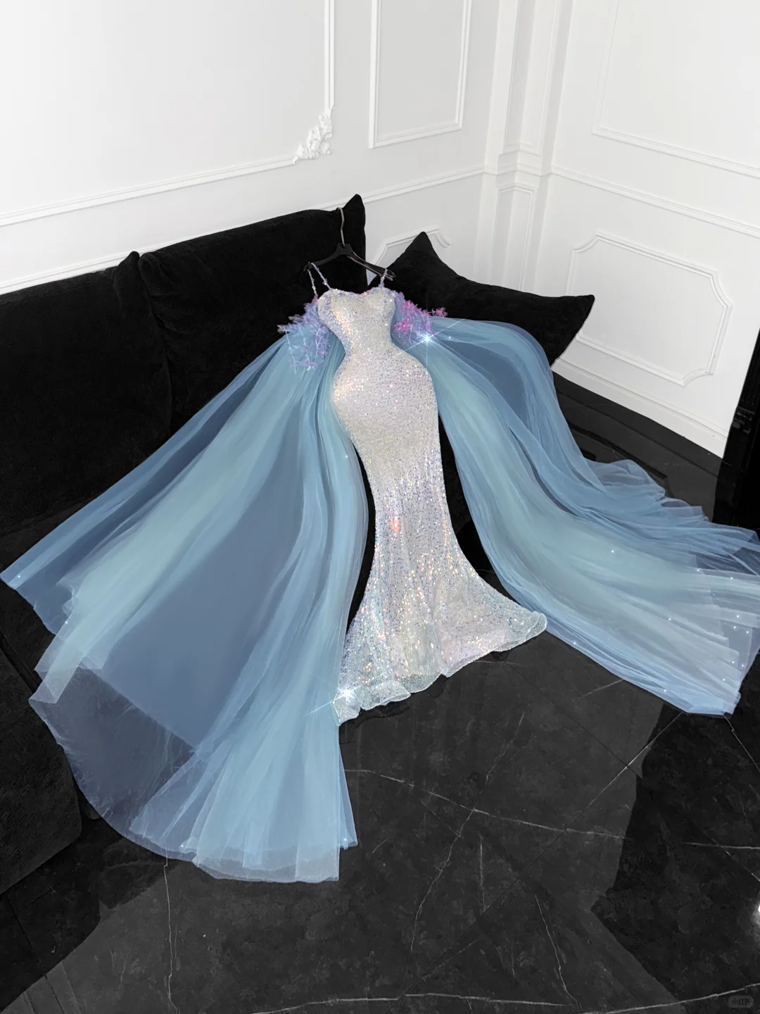 Vintage Shiny Sequined Sweetheart Spaghetti Strap Design Mermaid Prom Dress Evening Dress D1684