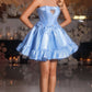 Beauty Homecoming Dress Strapless Rinestone Bowknot Pleated Flouncing Back to School Outfits Party Dress D7104