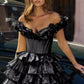 Charming Homecoming Dress Off the Shoulder Cascade Pleated Back to School Outfits Party Dress D7308