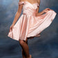 Fashionable Homecoming Dress Off the Shoulder Pleated A-Line Back to School Outfits Party Dress D7863