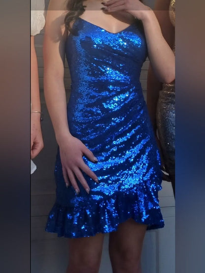 New Homecoming Dress V Neck Sequins Back to School Outfits Party Dress D6875