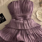 New Homecoming Dress Ball Gown Strapless Cascade Pleated Back to School Outfits Party Dress D7530