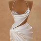 New Homecoming Dress Halter Lace Pleated Bead Back to School Outfits Party Dress D7586