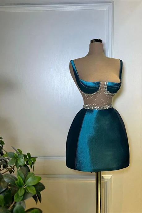 New Homecoming Dress Square Tulle Rinestone Back to School Outfits Party Dress D7584
