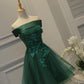 New Homecoming Dress Off the Shoulder Tulle Lace Applique Bead Back to School Outfits Party Dress D7535