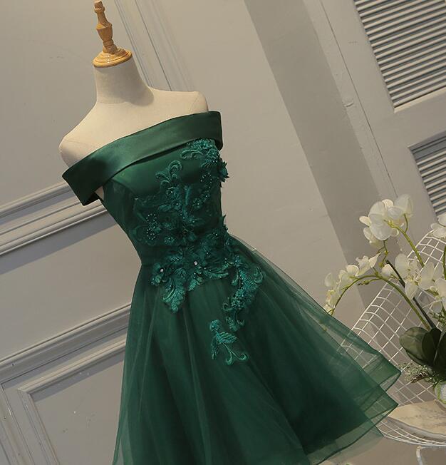 New Homecoming Dress Off the Shoulder Tulle Lace Applique Bead Back to School Outfits Party Dress D7535