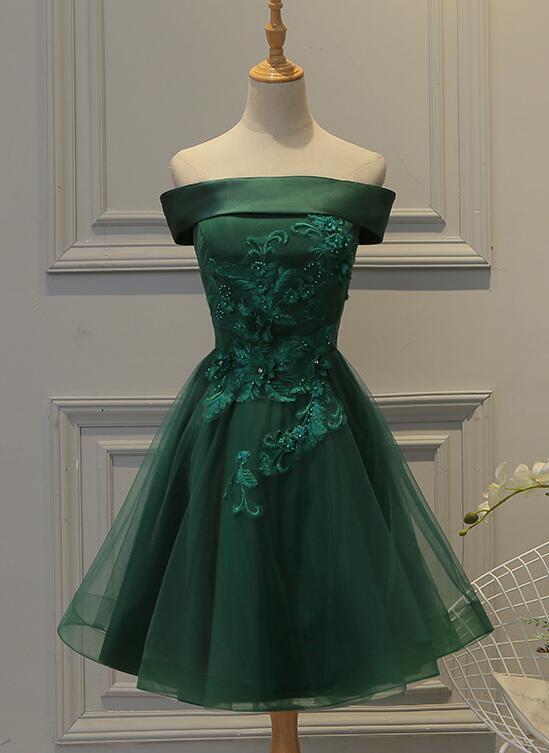 New Homecoming Dress Off the Shoulder Tulle Lace Applique Bead Back to School Outfits Party Dress D7535