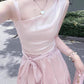 New Homecoming Dress Asymmetric Pleated Bowknot Back to School Outfits Party Dress D7602