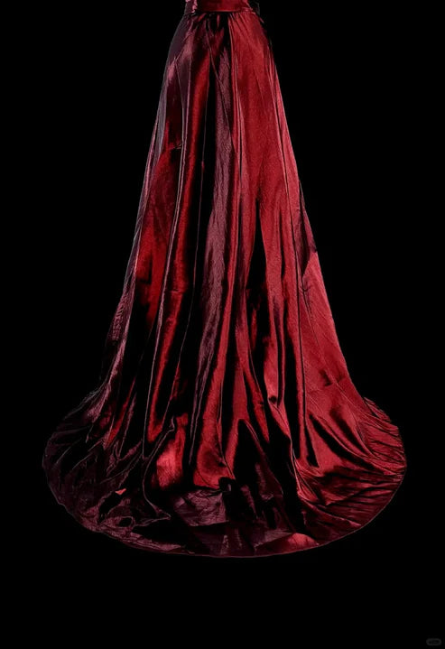Wine Red Strapless A-Line Satin Long Prom Dress Vintage Evening Dresses, D894