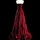 Wine Red Strapless A-Line Satin Long Prom Dress Vintage Evening Dresses, D894