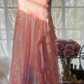 Vintage Pink Straps Mermaid Chiffon Beading Long Evening Party Dresses, D1030
