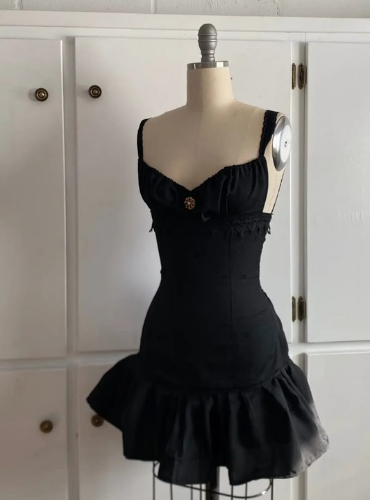 Black Straps Sheath Vintage Short Party Dresses  Homecoming Dresses, D1078