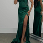 Green Sweetheart Sheath Satin Beaded Long Party Dresses Birthday Dresses, D1087