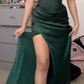 Green Sweetheart Sheath Satin Beaded Long Party Dresses Birthday Dresses, D1087