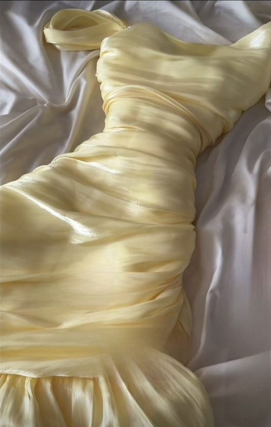 Elegant Yellow Sleeveless Sheath Chiffon Party Dresses Wedding Guest Dresses, D1098