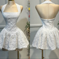 Pretty Brown Halter Neck A-Line Short Party Dresses Homecoming Dresses, D1111
