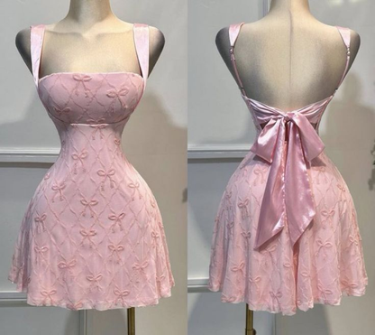 Lovely Pink Straps A-Line Short Party Dresses Homecoming Dresses, D1112