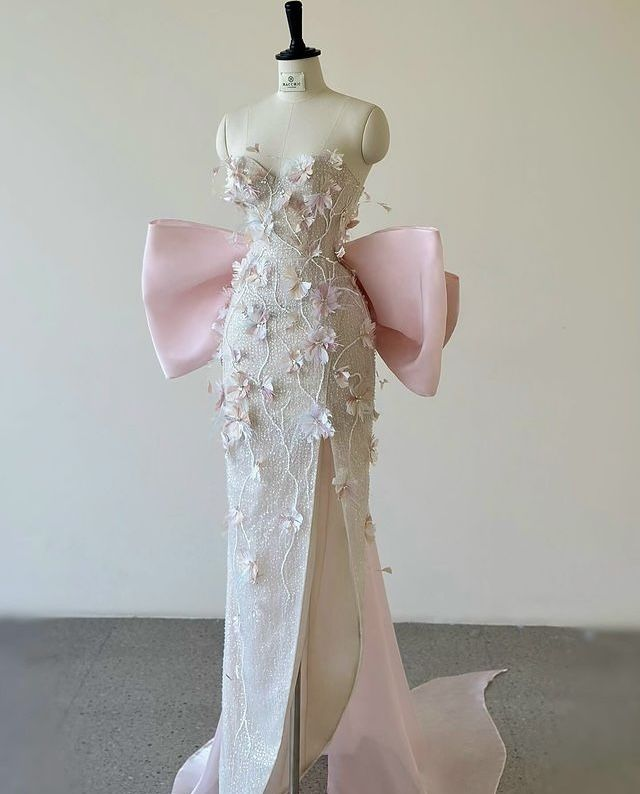 Elegant Sweetheart Mermaid Appliques Long Party Dresses Birthday Outfits, D1127