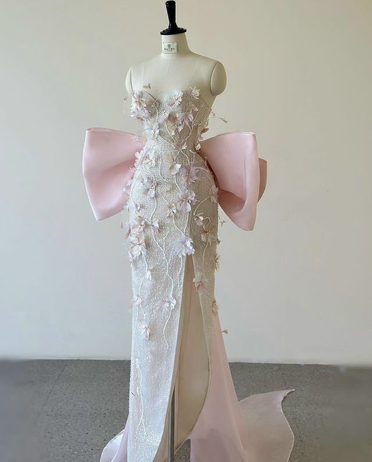 Elegant Sweetheart Mermaid Appliques Long Party Dresses Birthday Outfits, D1127