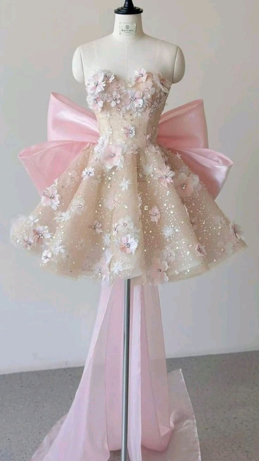 Lovely Sweetheart A-Line Floral Appliques Short Party Dresses Birthday Outfits, D1130