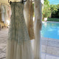 Lovely Strapless A-Line Chiffon Printed Long Party Dresses Birthday Outfits, D1183