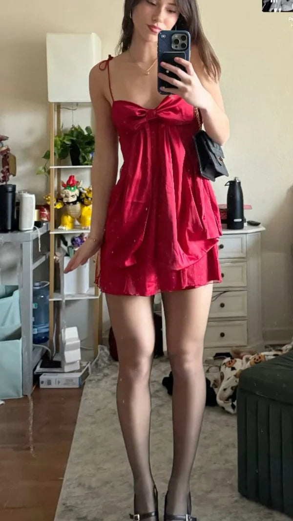 Cute Red Spaghetti Straps A-Line Satin Short Party Dresses Homecoming Dresses, D1255