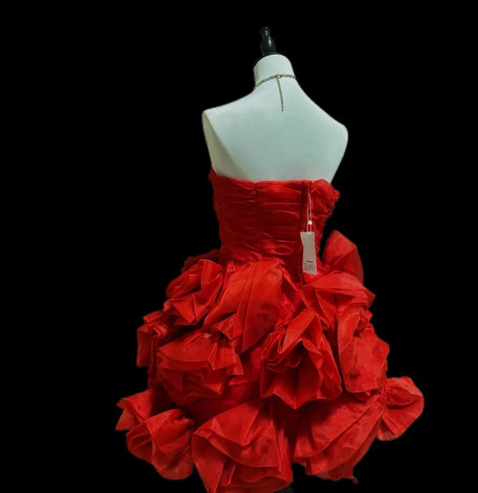 Red Strapless A-Line Homecoming Dresses Beaded Short Party Dresses, D1303