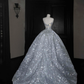 Gorgeous Strapless Mermaid Shiny Long Evening Dress Birthday Outfits with Train, D813
