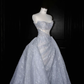 Gorgeous Strapless Mermaid Shiny Long Evening Dress Birthday Outfits with Train, D813