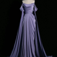 Green Off Shoulder A-Line Satin Long Formal Party Dress MD7348