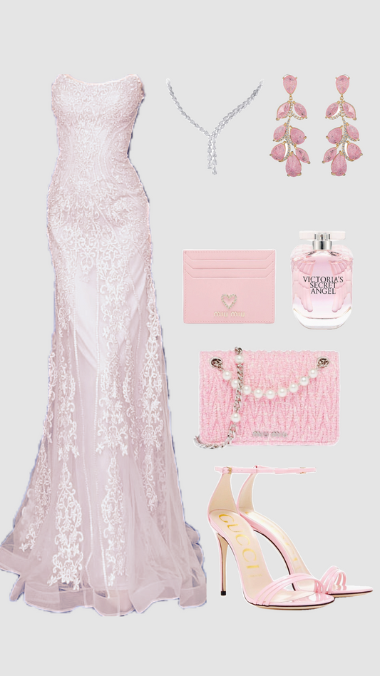 Robe de bal longue sirène en tulle lilas, bustier, avec appliques, D196