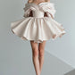 Beautiful Homecoming Dress Off the Shoulder Pleated Back to School Outfits Party Dress D7173