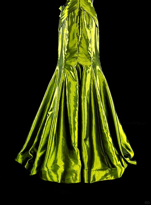 Bright Green Off Shoulder Mermaid Satin Vintage Long Evening Party Dress, D895