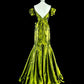 Bright Green Off Shoulder Mermaid Satin Vintage Long Evening Party Dress, D895