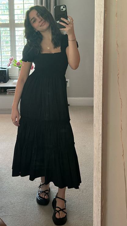 Schlichtes schwarzes A-Linien Partykleid Fashion Urlaubskleid, D206