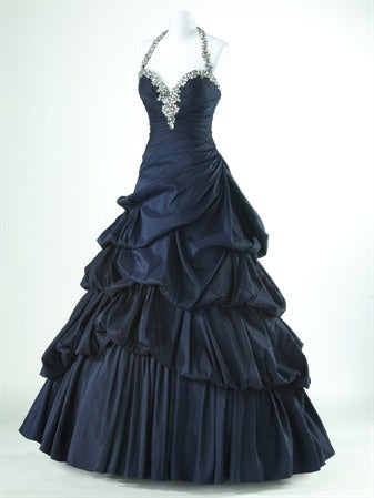 Black Halter A-Line Beading Vintage Long Formal Prom Dress, D242