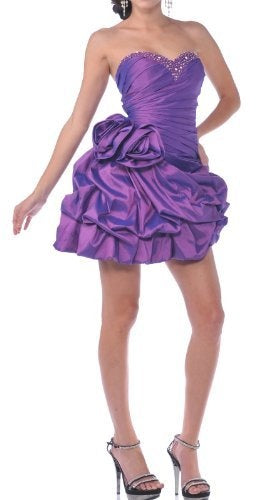 Unique Homecoming Dress Sweetheart Rinestone Flower Pleated Cascade Back to School Outfits Party Dress D7760